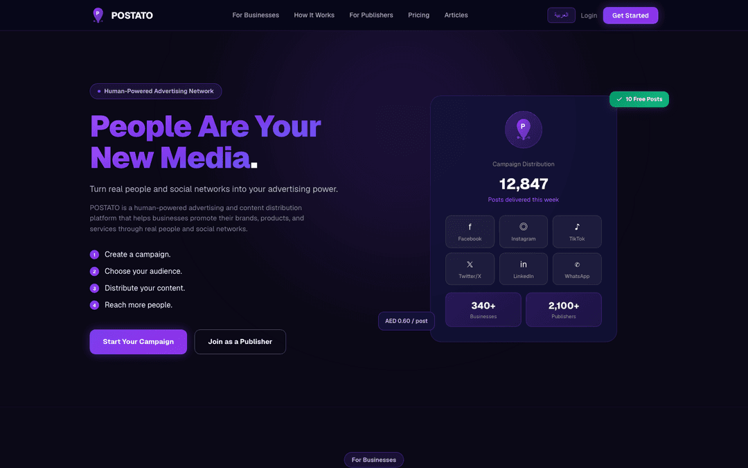 POSTATO advertising network website