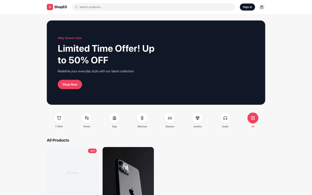 ShopEG e-commerce website